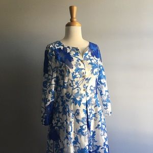 QIAN MO GE Blue and White Dress XL-L